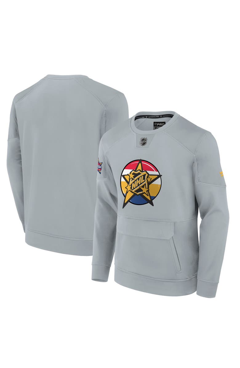 FANATICS Men's Fanatics Branded Gray 2024 NHL All-Star Game Authentic Pro Tech Fleece Pullover Sweatshirt, Alternate, color,