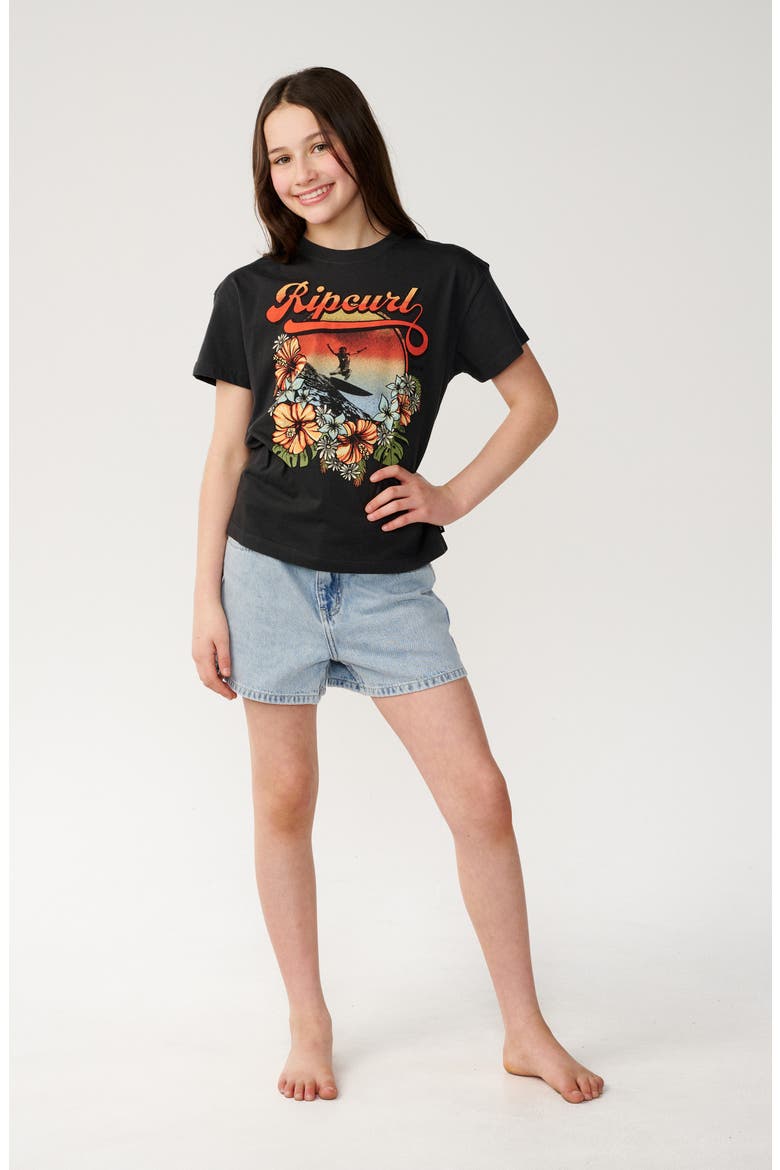 Wave Graphic Crop T-Shirt, Alternate, color, WASHED BLACK