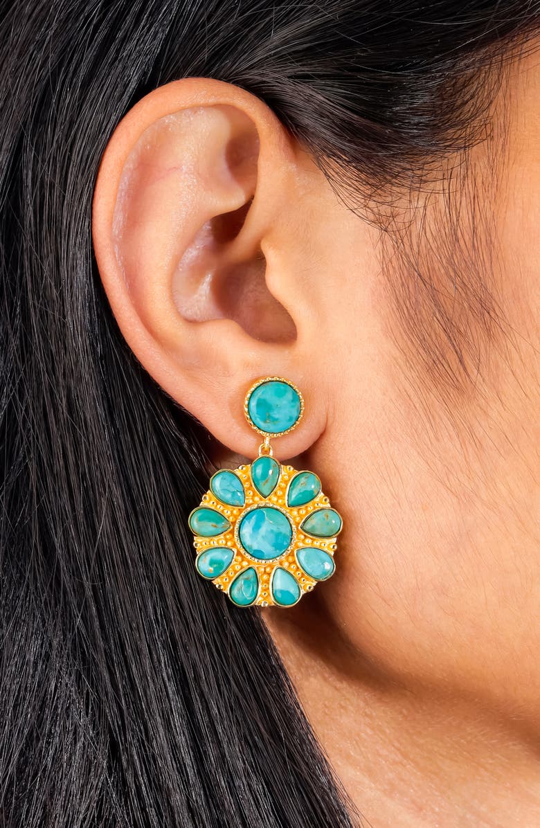 YS GEMS Mohave Turquoise Drop Earrings, Alternate, color, Blue