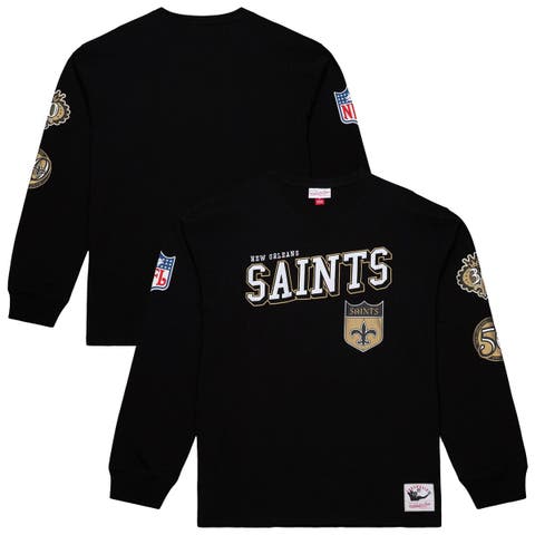Men's Mitchell & Ness  Black New Orleans Saints Training Camp Vintage Logos Long Sleeve T-Shirt