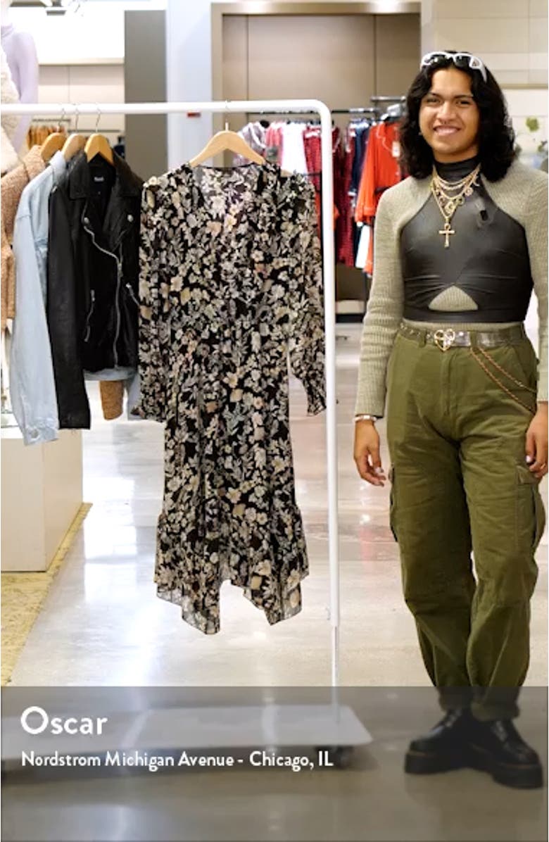 Melo Floral Ruffle Long Sleeve Midi Dress, sales video thumbnail