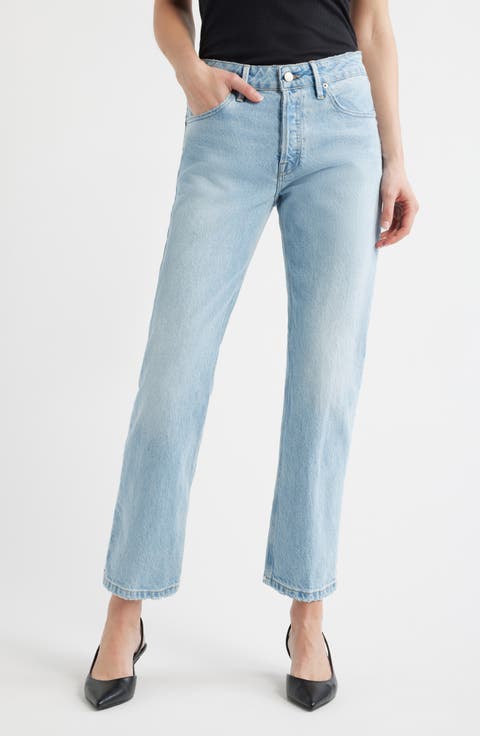 Ripped Ankle Straight Leg Jeans (Regular & Plus)