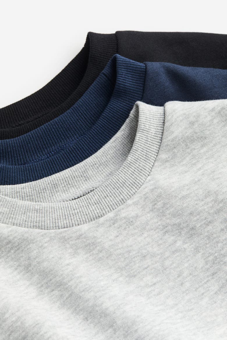 3-pack Brushed-inside Sweatshirts, Alternate, color, Gray melange/navy blue