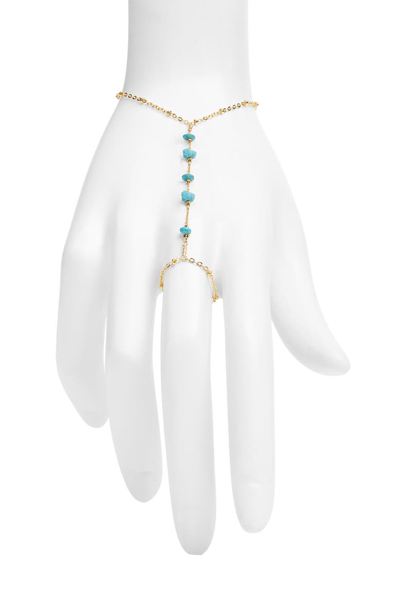 Turquoise Stone Hand Chain, Main, color, GOLD