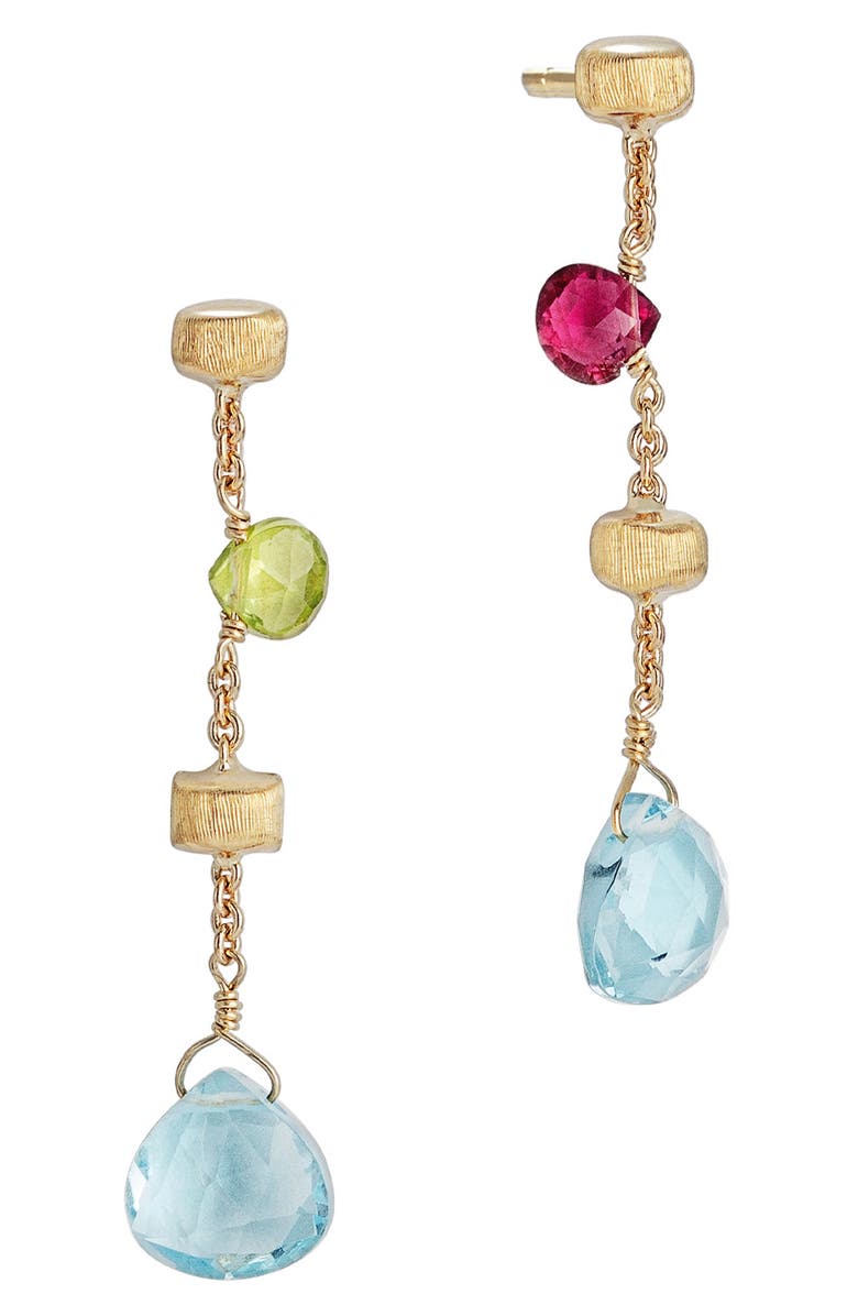 Marco Bicego Paradise 18K Yellow Gold Mixed Semiprecious Stones Drop Earrings, Alternate, color, 