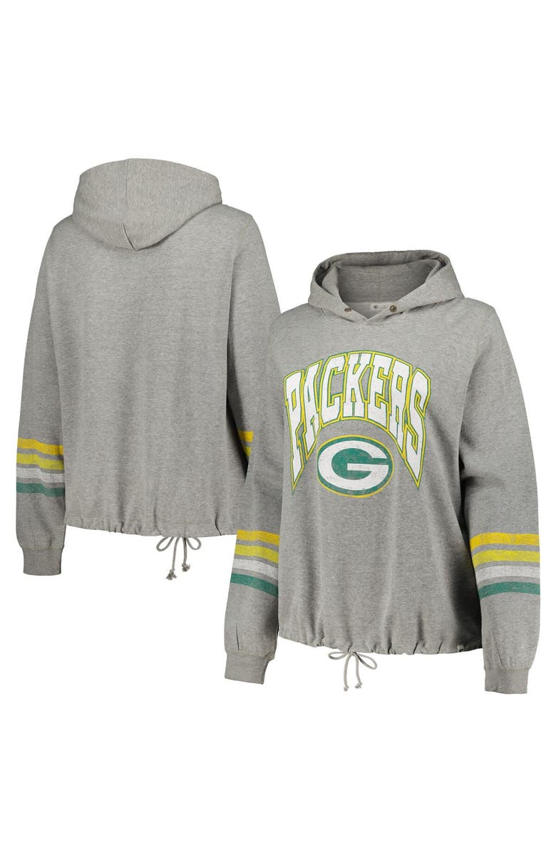 '47 Women's '47 Heather Gray Green Bay Packers Plus Size Upland Bennett Pullover Hoodie, Main, color,
