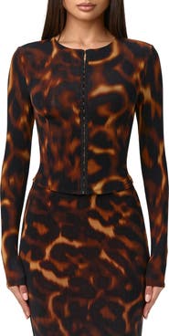 Naked Wardrobe Tortoiseshell Print Long Sleeve Cardigan