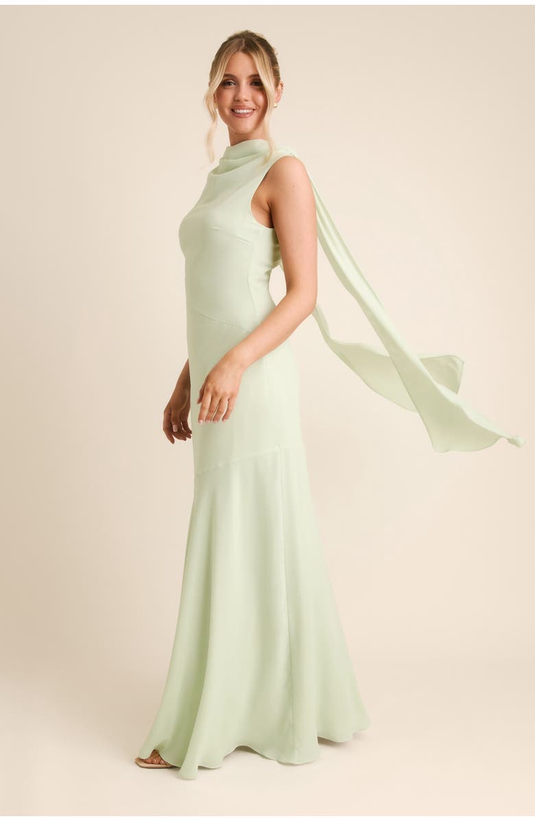 Six Stories High Cowl Drape Chiffon Bridesmaid Dress, Alternate, color, Mint Green