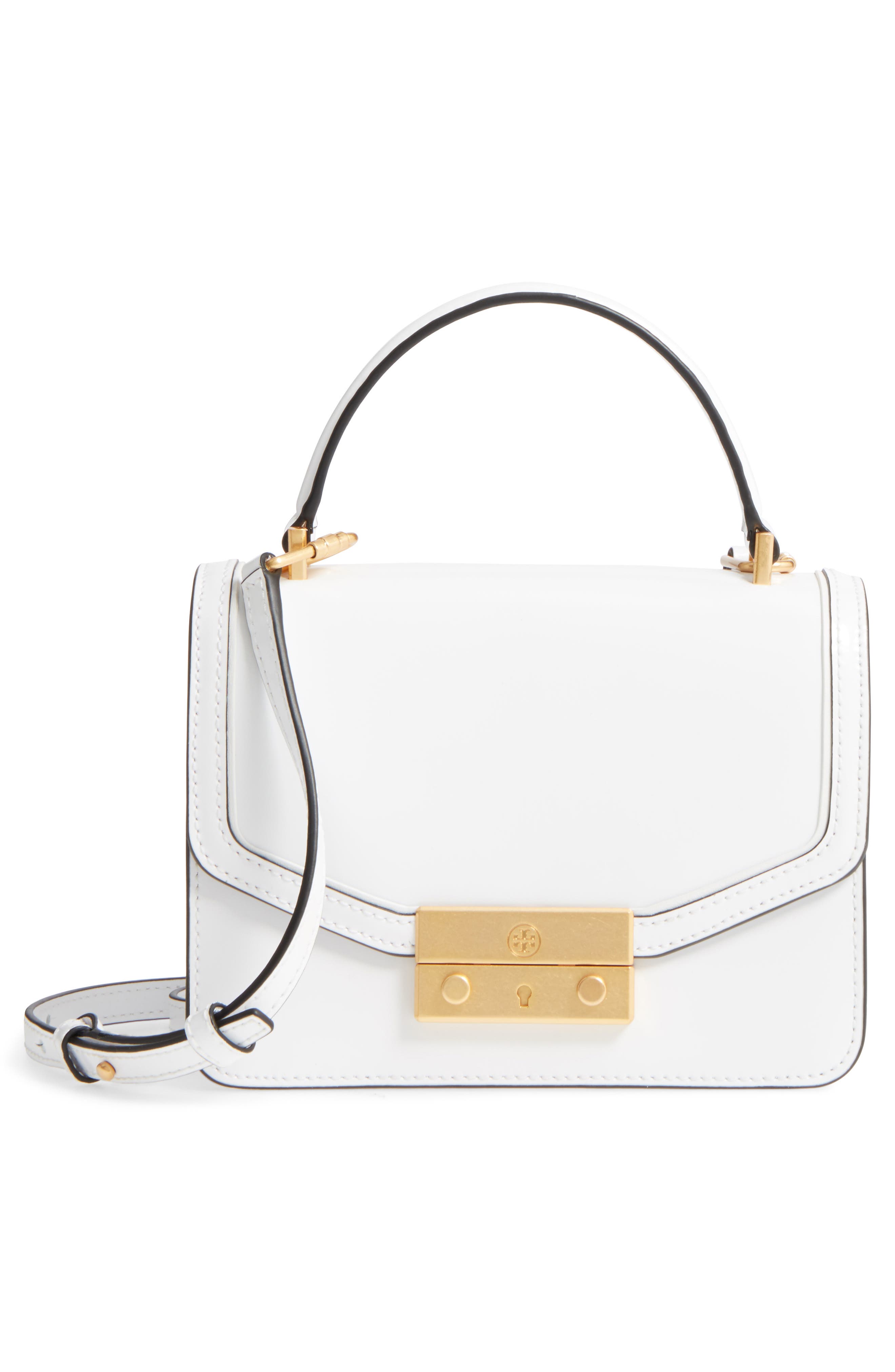 Mini Juliette Leather Top Handle Satchel, Main, color, WHITE
