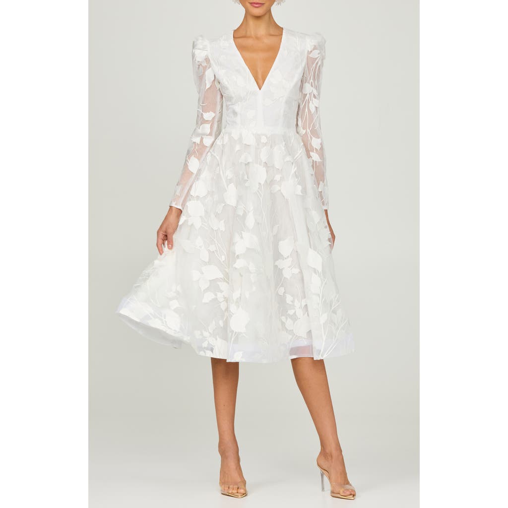 Helsi Parker Embroidered Long Sleeve Cocktail Dress In Off White