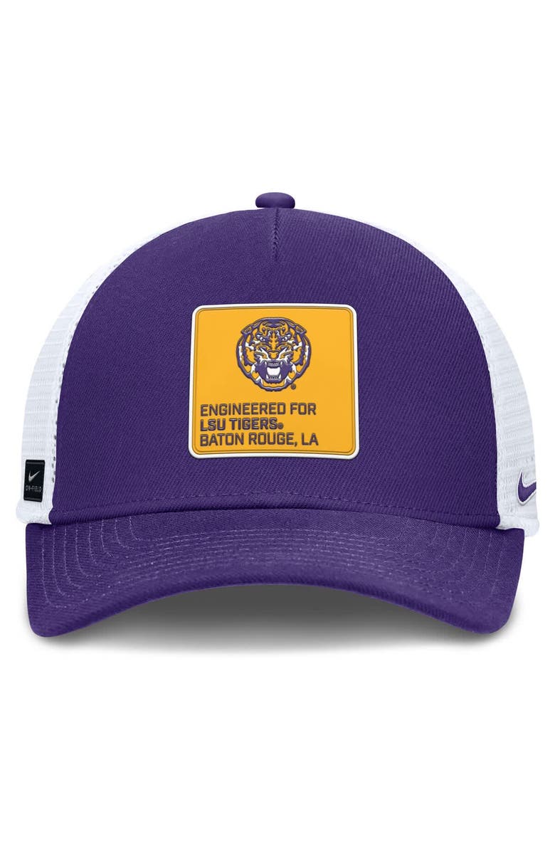 Nike Men's Nike  Purple/White LSU Tigers 2025 On-Field Rise Engineered Trucker Adjustable Hat, Alternate, color, Purple
