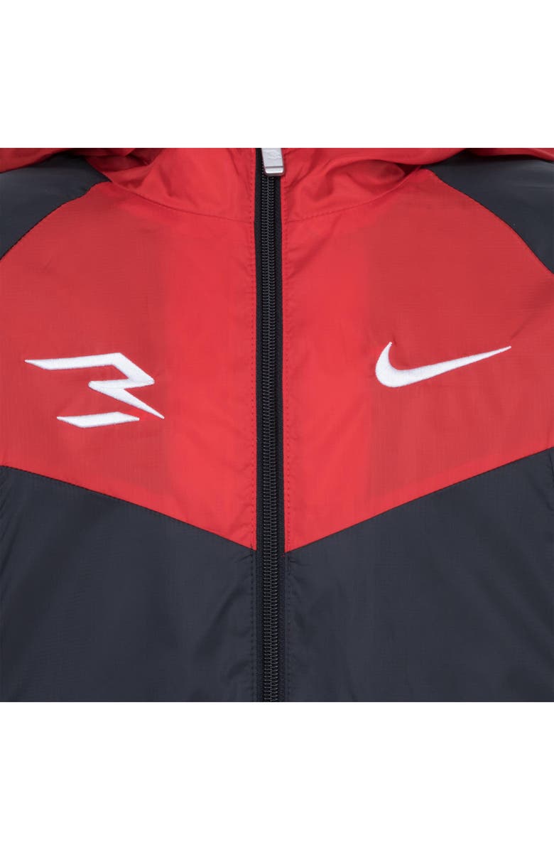 3 Brand Kids' Fleece Lined Windrunner Jacket, Alternate, color, Black University Red