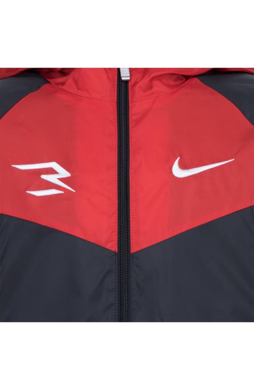 3 Brand Kids' Fleece Lined Windrunner Jacket In Black University Red