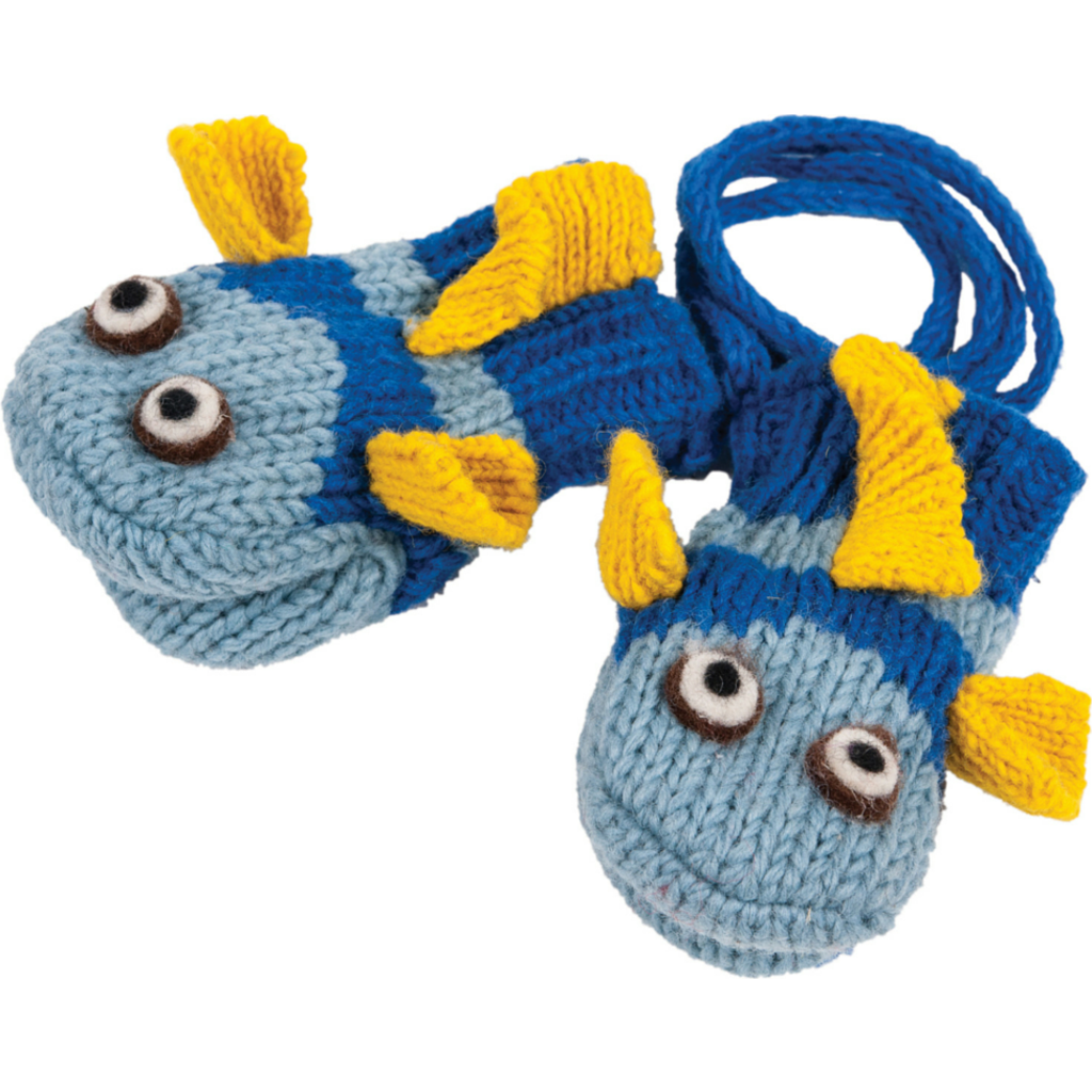 Nirvanna Designs Fish Mittens In Blue