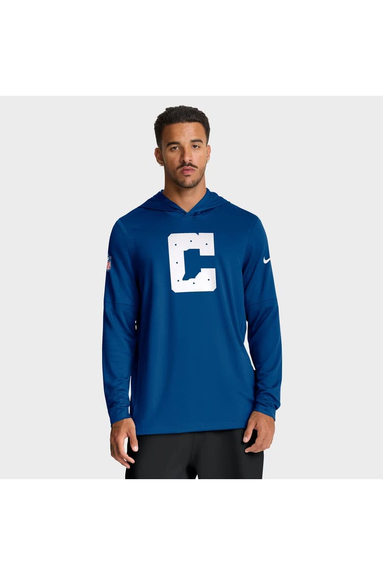 Men's Nike Royal Indianapolis Colts Sideline Option Read Dri-FIT Long Sleeve Hoodie T-Shirt, Main, color, Royal