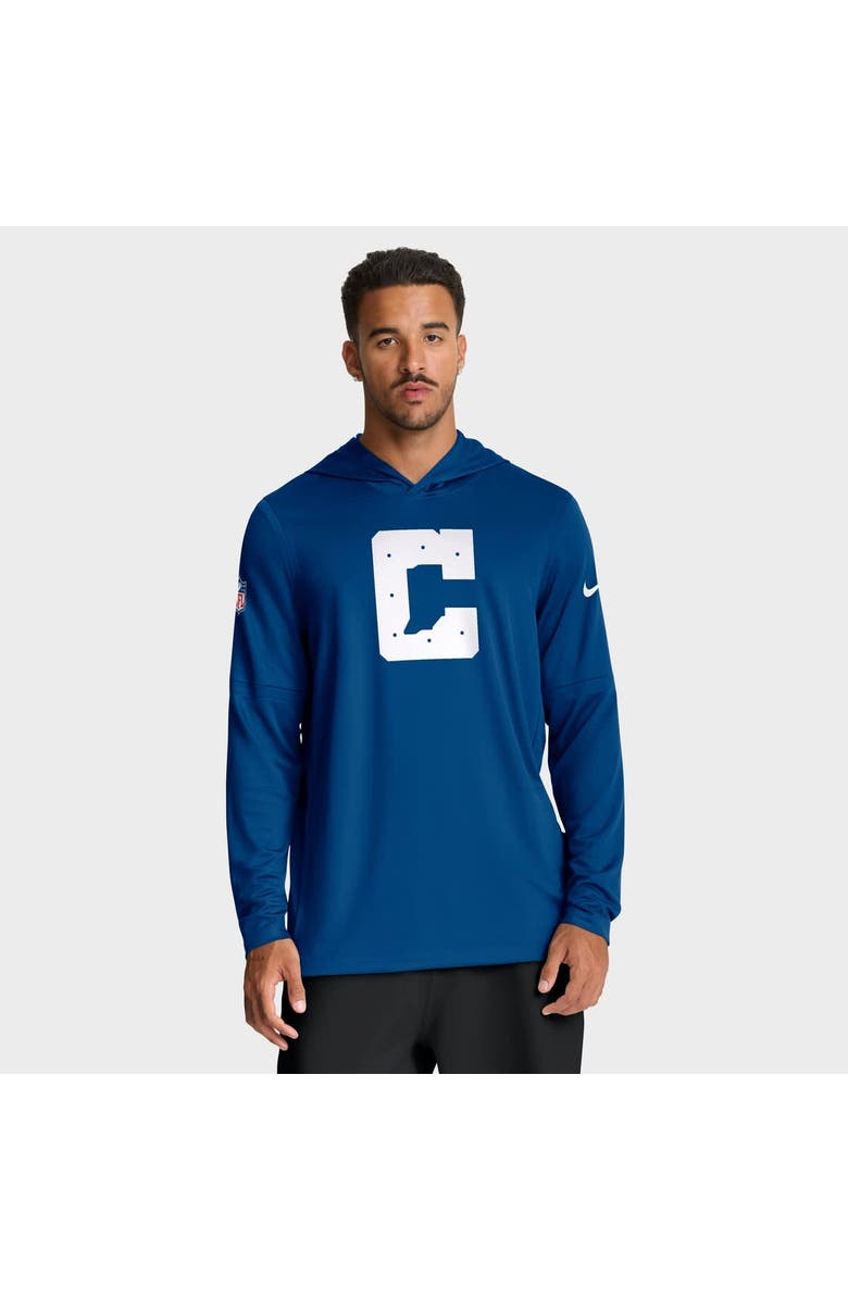 Nike Men's Nike Royal Indianapolis Colts Sideline Option Read Dri-FIT Long Sleeve Hoodie T-Shirt, Main, color, Royal