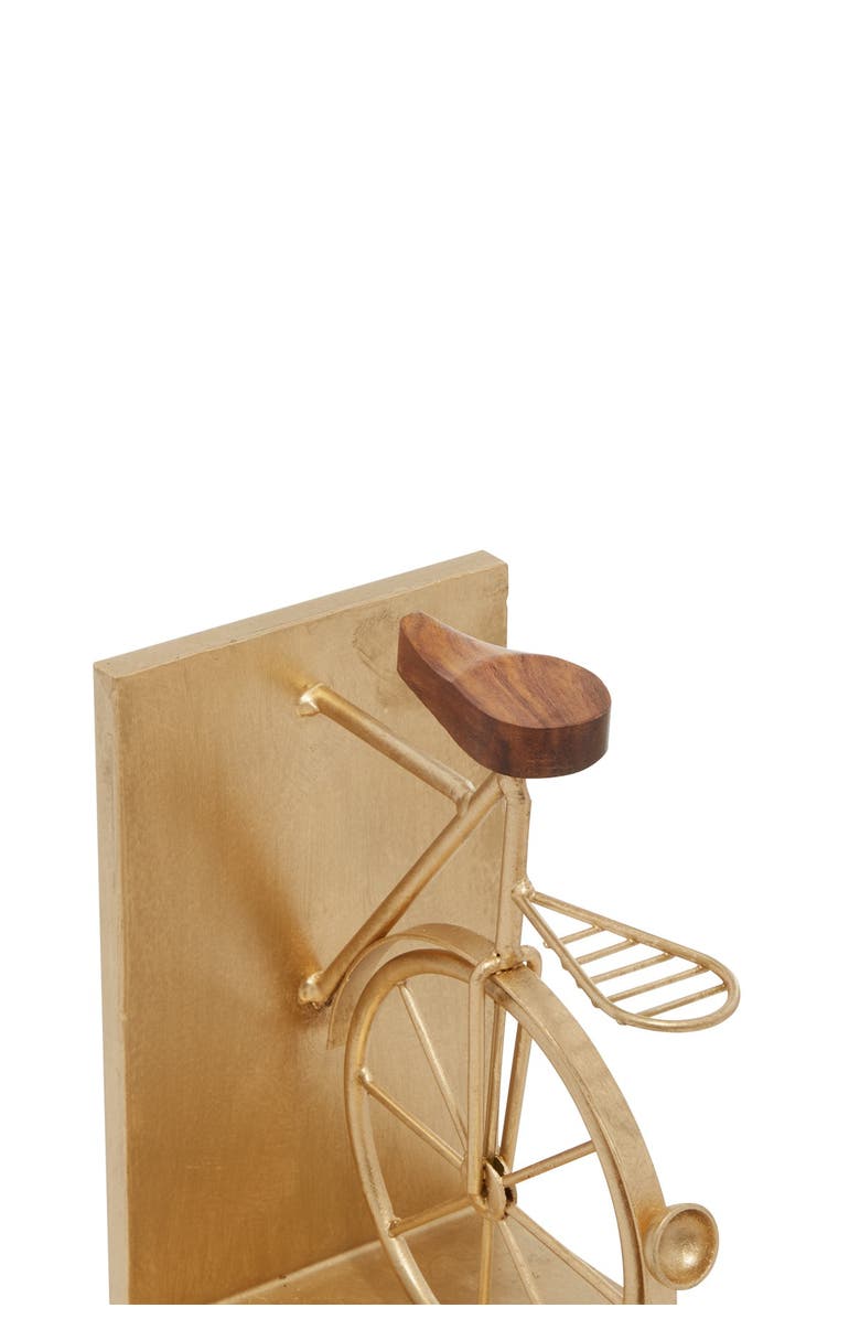 VIVIAN LUNE HOME Gold Metal Bike Bookends with Wood Accents - Set of 2, Alternate, color, 