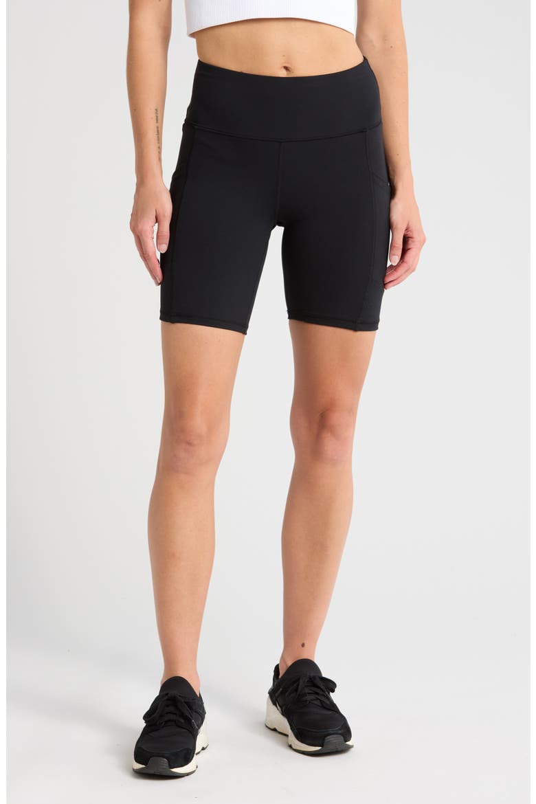 Lucy High Waist Bike Shorts, Main, color, BLACK