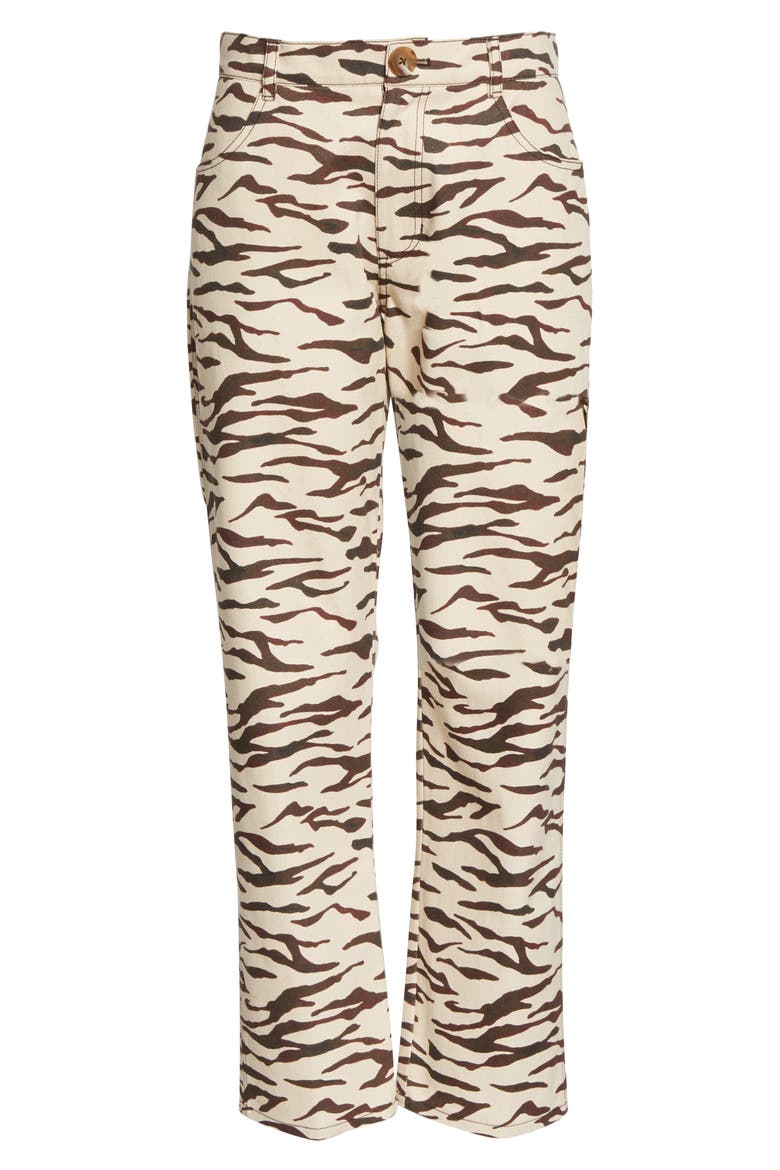 Sofia Tiger Stripe Ankle Straight Leg Jeans, Alternate, color, TIGER IVORY