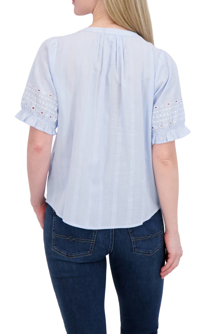 Puff Sleeve Button-Up Shirt, Alternate, color, CHAMBRAY BLUE