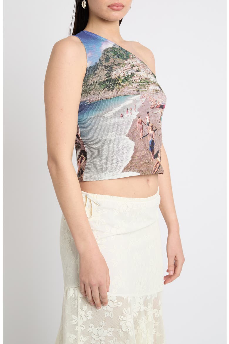 Placement Print One-Shoulder Ribbed Top, Alternate, color, MULTI