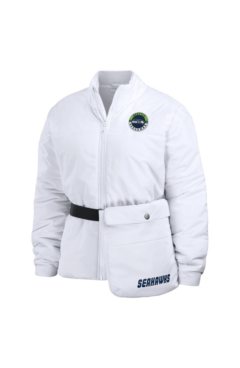 WEAR by Erin Andrews Women's WEAR by Erin Andrews  White Seattle Seahawks Packaway Full-Zip Puffer Jacket, Alternate, color, White