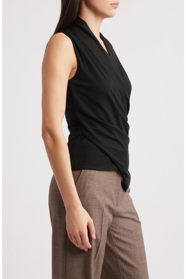 Euna Sleeveless Faux Wrap Top, Alternate, color, BLK