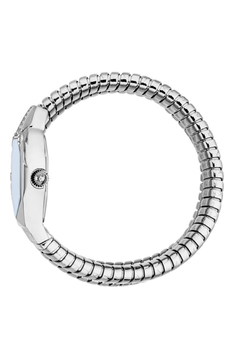Just Cavalli Snake Wraparound Bracelet Watch, 22mm x 34.5mm, Alternate, color, Silver/ Blue