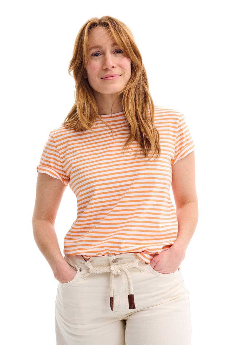 Adult Easy Crewneck Stripe Tee, Alternate, color, Cantaloupe White Stripes