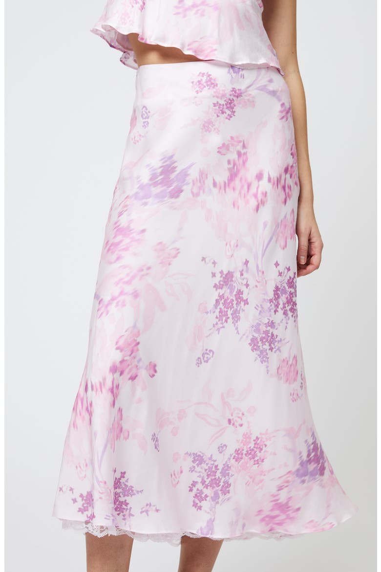 Elyria Floral Print Satin Midi Skirt, Alternate, color, SWEET PINK MULTI