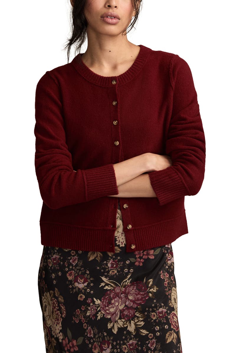 Lucky Brand Cloud Soft Cardigan, Alternate, color, Syrah
