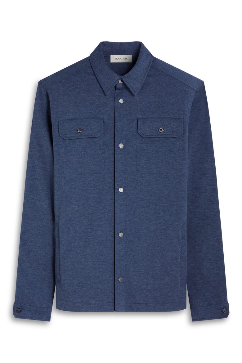 Heathered Kint Snap-Up Shirt Jacket, Alternate, color, NAVY