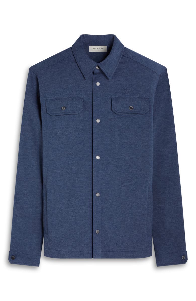 Bugatchi Heathered Kint Snap-Up Shirt Jacket, Alternate, color, Navy