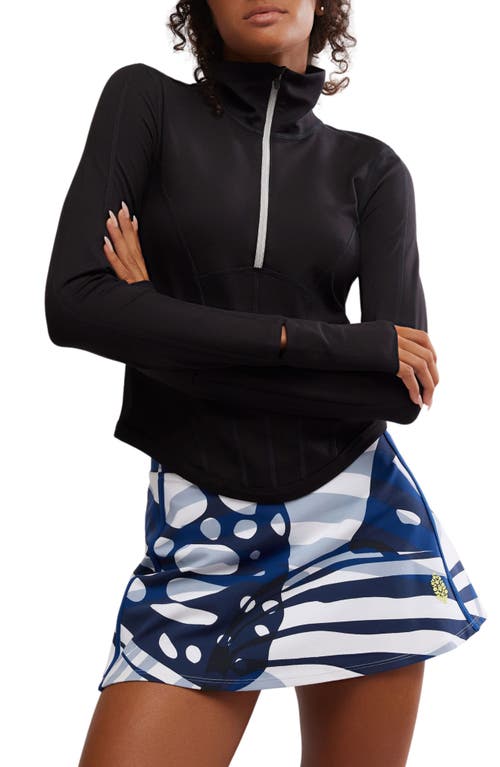 Free People You're A Peach Half Zip Jacket In Black