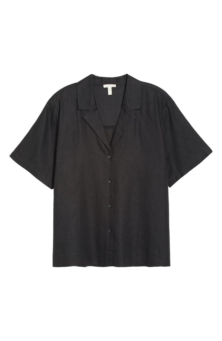 Eileen Fisher Notch Collar Short Sleeve Boxy Linen Button-Up Shirt, Alternate, color, 