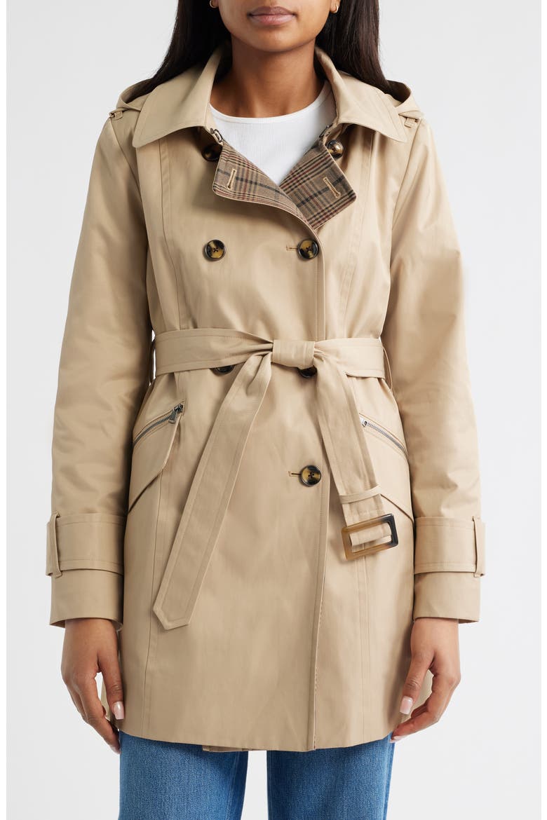 Double Breasted Trench Raincoat, Main, color, STONE