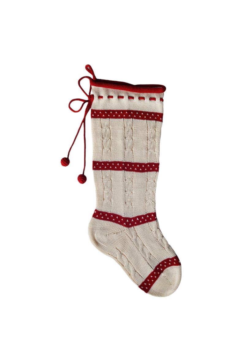 Cable-Knit Stocking with Laced Top, Main, color, Ivory