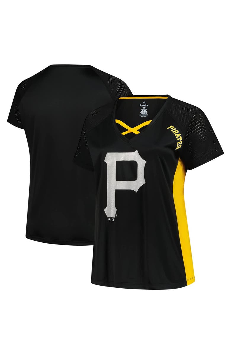 PROFILE Women's Profile  Black Pittsburgh Pirates Glitter Raglan V-Neck T-Shirt, Main, color, Black
