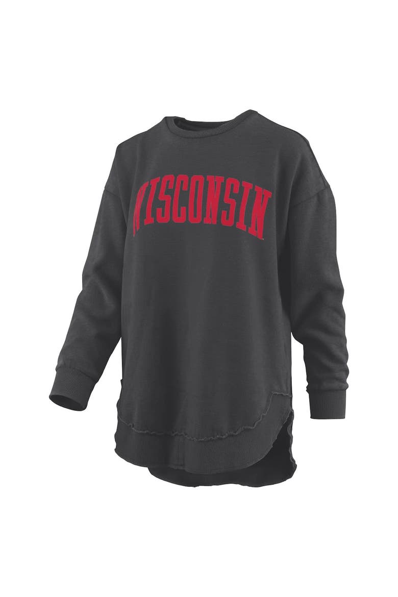 Women's Pressbox  Black Wisconsin Badgers Melange Poncho Vintage Fleece Long Sleeve Pullover Sweatshirt, Alternate, color, Black