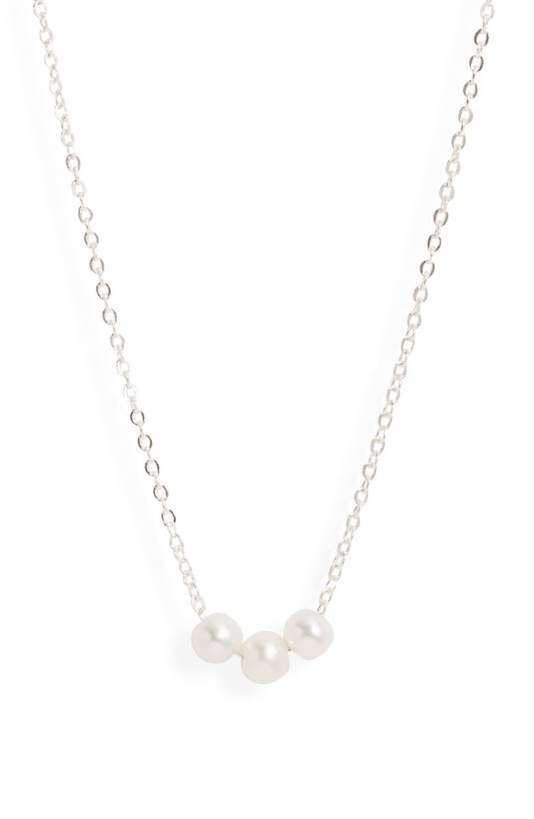 Set & Stones Caroline Genuine Freshwater Pearl Necklace, Main, color, Silver