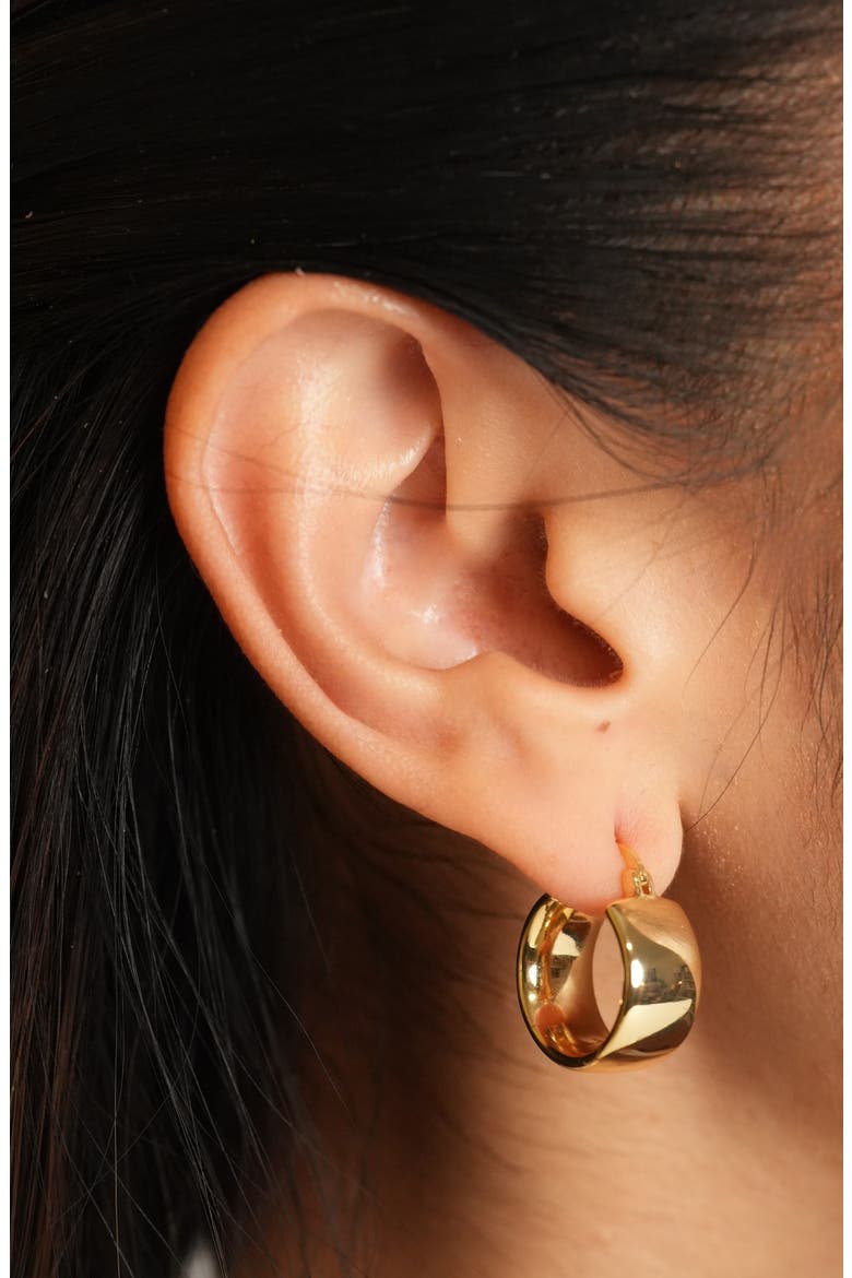 Wide Polished Hoop Earrings, Alternate, color, GOLD