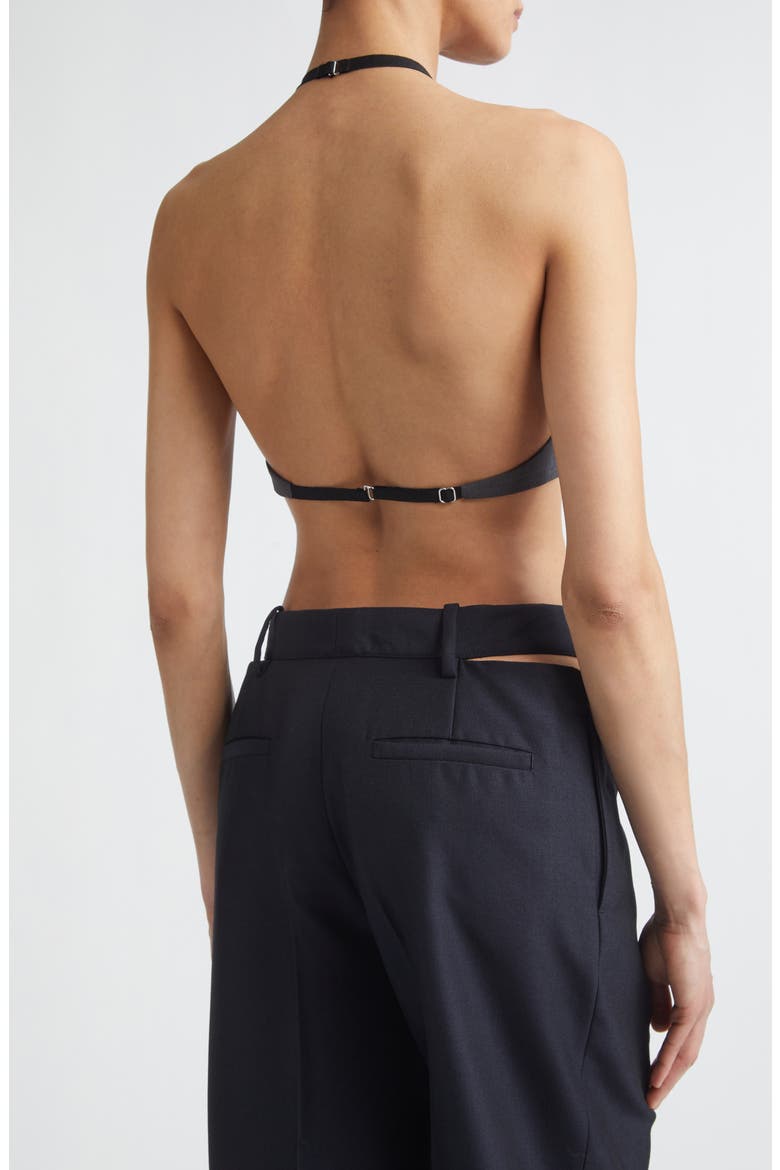 Adjustable Wool Poplin Halter Top, Alternate, color, STONE GREY