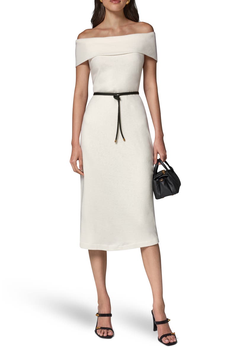 Off the Shoulder Knit Dress, Alternate, color, IVORY