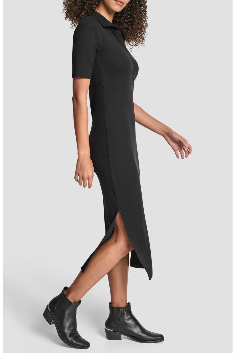 Short Sleeve Polo Dress, Alternate, color, BLACK