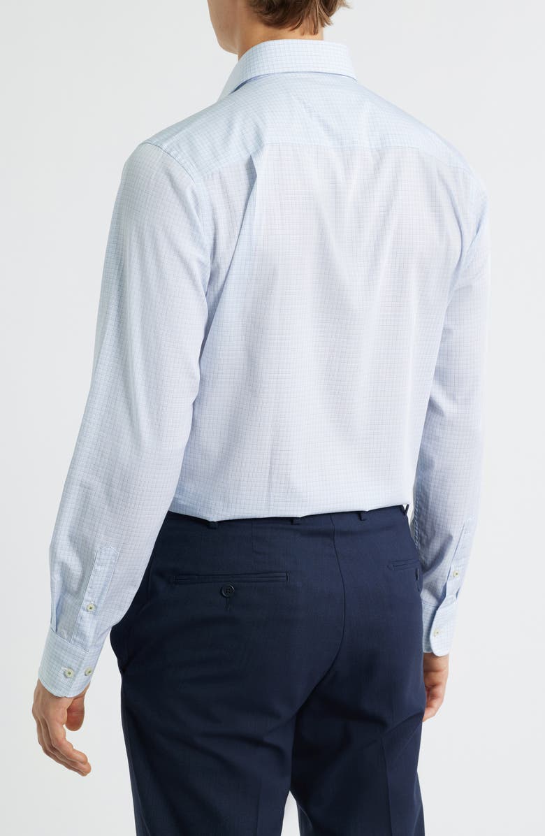 David Donahue Trim Fit Poplin Micro Check Dress Shirt, Alternate, color, Blue/Green