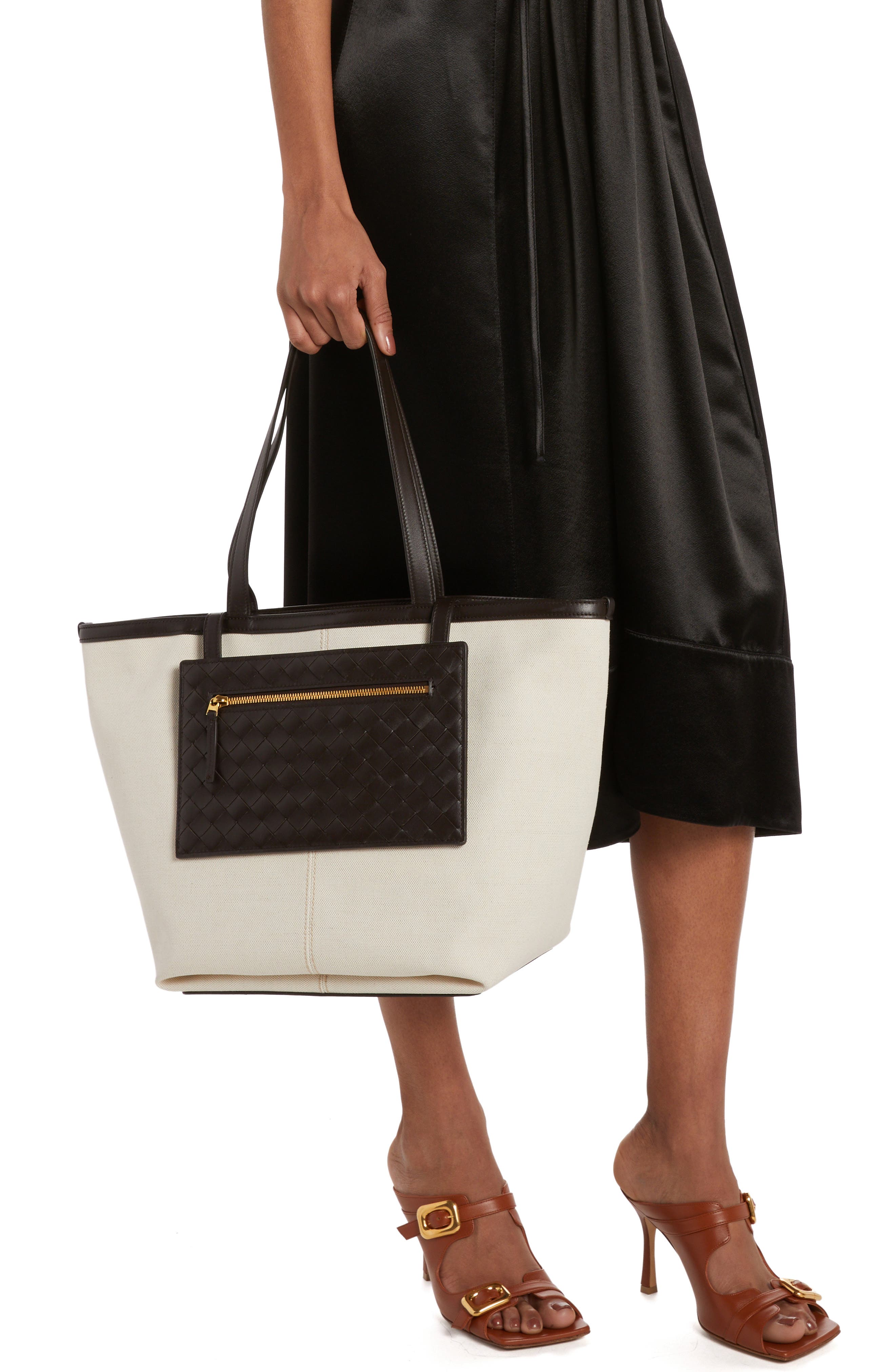 Bottega Veneta Flip Pouch Canvas Tote, Alternate, color, 