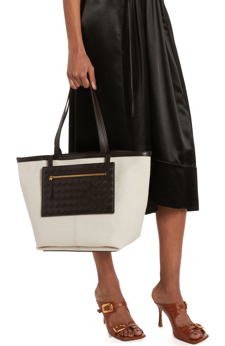 Bottega Veneta Flip Pouch Canvas Tote, Alternate, color,