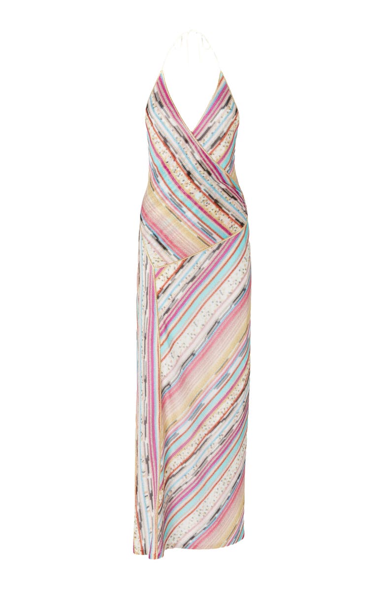 Missoni Long Dress In Lamé Slub Viscose With Slit, Alternate, color, Multicoloured