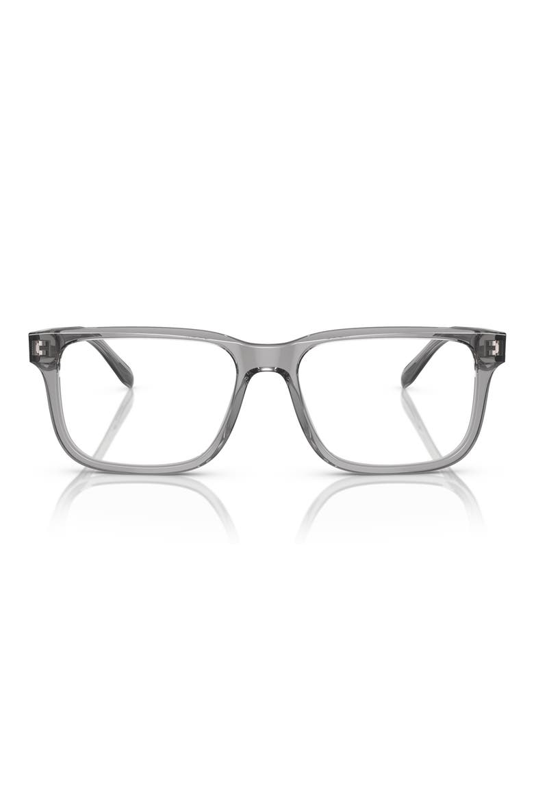 55mm Rectangle Optical Glasses, Main, color, SHINY GREY / DEMO LENS