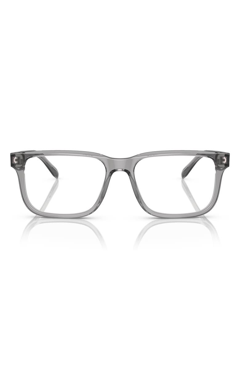 Emporio Armani 55mm Rectangle Optical Glasses, Main, color, Shiny Grey / Demo Lens